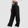 thumbnail image 5 of Lixiuxyad Cotton Linen Pants Women’s Fleece Lined Sweatpants Wide Straight Leg Pants Bottom Sweatpants Joggers Pants Workout High Waisted Yoga Pants With Pockets Black, 5 of 6