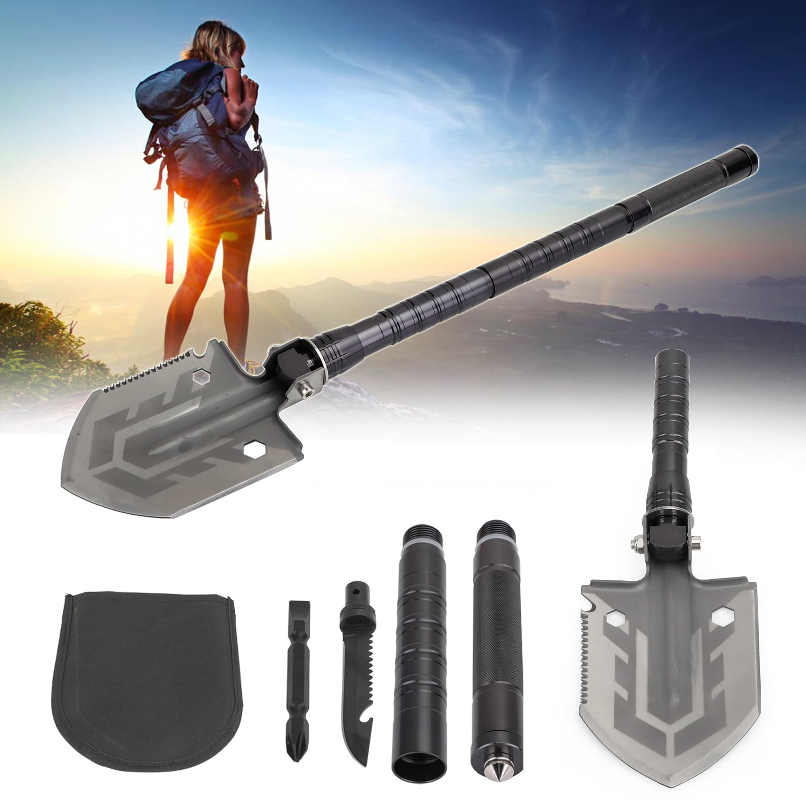 FAST FREE TO US The Ultimate Survival Tool 23-in-1 Multi-Purpose Folding Shovel 