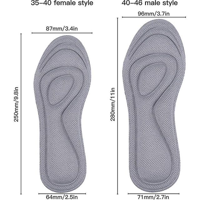 2 pares de plantillas de esponja para hombres y mujeres, plantillas deportivas de esponja unisex LingWen 8390612393396