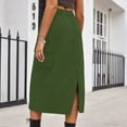 thumbnail image 5 of Mrat Floral Midi Skirts Women's Spring Summer Denim Dress Pocket Skirt Casual Mid-Length Skirt Athletic Skirts Women S-131 Army-Green L, 5 of 5