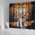 thumbnail image 4 of Mummy Maltese Happy Halloween with Pumpkins Bats Spooky Fun Shower Curtain Maltese Dog Lover Gifts Idea Waterproof Bathroom Bathtub Curtain - 00019, 4 of 5
