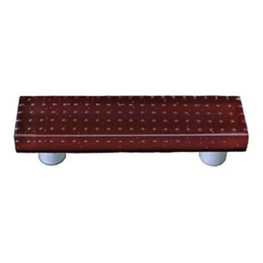 Hot Knobs HK1201-PB Bubbles Deep Red Rectangle Glass Cabinet Pull - Black Post