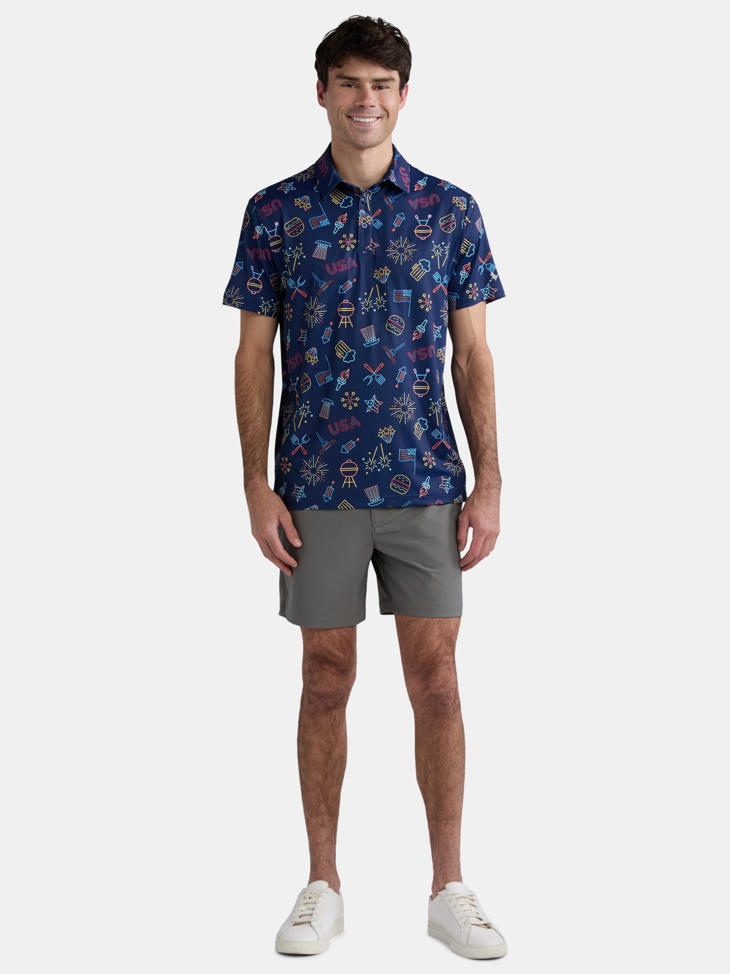 Birdie Bound Men's & Big Men's Novelty Print Golf Polo, Sizes S-5XL