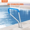 thumbnail image 6 of VEVOR Pool Handrail, 39 x 32 inch Pool Railing, Stainless Steel with Base Plate for Indoor/Outdoor Pools,Swimming Pool Safety Railing for Decks,Rust-Proof Grab Bar w/ Grip Cover&Accessories for Spas, 6 of 9