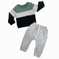 thumbnail image 4 of TOWED22 2 Piece Toddler Baby Girl Boy Outfits Fall Winter Clothes Long Sleeve Color Block Sweatshirt Tops and Joggers Pants Set Clothing(Green,6-12 Mouths), 4 of 4