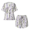 thumbnail image 4 of Naloa Lavender Flowers Women's Short-Sleeved Pajama Set, Loungewear, Summer pajamas, Breathable Cozy - 3X-Large, 4 of 9