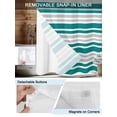 thumbnail image 3 of No Hook Cloth Fabric Shower Curtain with Snap in Liner, Teal Stripes Waterproof Shower Curtains Set with See Through Top Window, Modern Minimalist Horizontal Ombre Lines Bath Curtains Shower 72"x84", 3 of 6