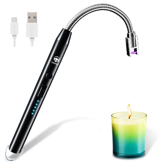 Electric Candle Lighter, TROPRO USB Rechargeable Arc Lighter Wand Fire Starter 360 Adjustable with Safety Systems & Power Indicat
