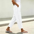 thumbnail image 2 of hlysgo Track Pants for Women Casual Elastic Drawstring Waist Pant Lightweight Baggy Workout Trousers with Pockets White,M, 2 of 6