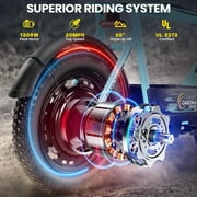 Caroma Peak 1200W Electric Scooters with Seat,30Miles Max Range,20mph Top Speed,16 Fat Tire for All-Terrain,Ebike for Adluts with Basket,UL2272
