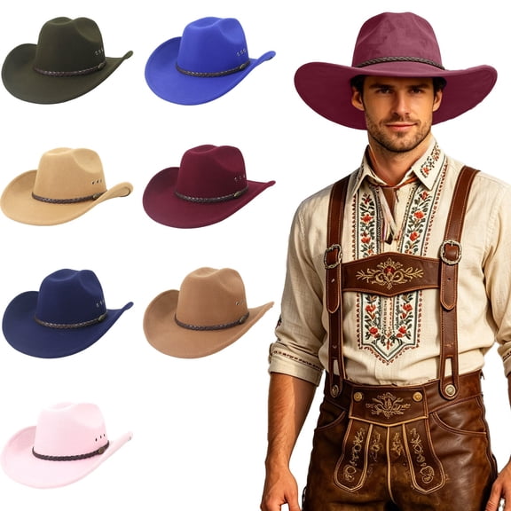 Shapeable Wide Brim Felt Cowboy Hat Cattleman Western Hat for Cowboys Cowgirls Classic Rodeo Country Concert Daily