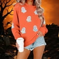 thumbnail image 4 of XSMGTUI Halloween Women's Sweatshirt Crew Neck Ghost Fall Pumpkin Long Sleeve Casual Witch Oversized Pullover Soft Comfortable Cute Vintage Graphic Top, 4 of 6