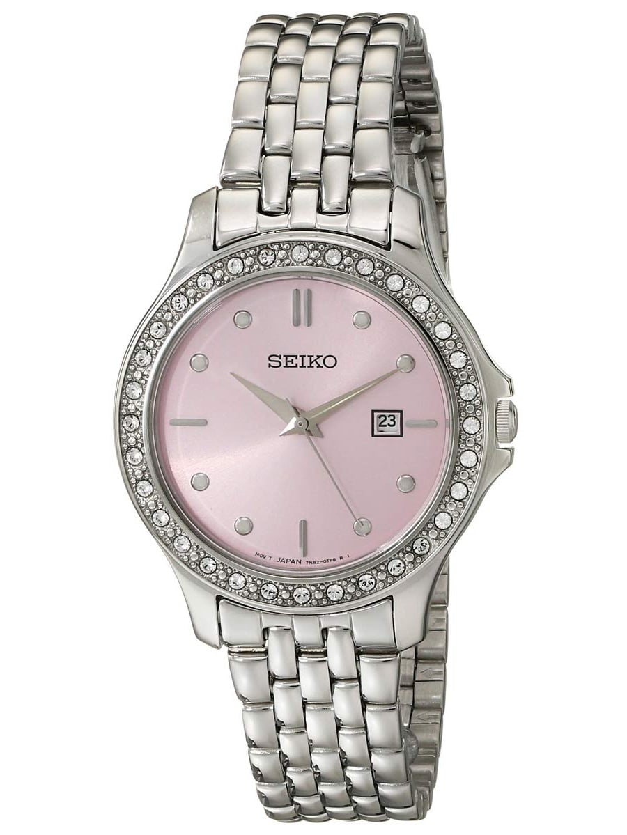 Seiko Women's SXDF89 Dress Pink Dial Steel Bracelet Swarovski Crystal