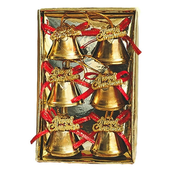 IPEWLEX Christmas Bells Decor - Set of 6 Galvanized Metal Ornaments for Festive Home and Tree Decoration