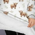thumbnail image 3 of Oversized Wearable Blanket Hoodie,White Highland Cow Flower Pattern Sherpa Blanket Hoodie with Super Pockets,Super Warm Fuzzy Pullover for Women & Men, 3 of 6