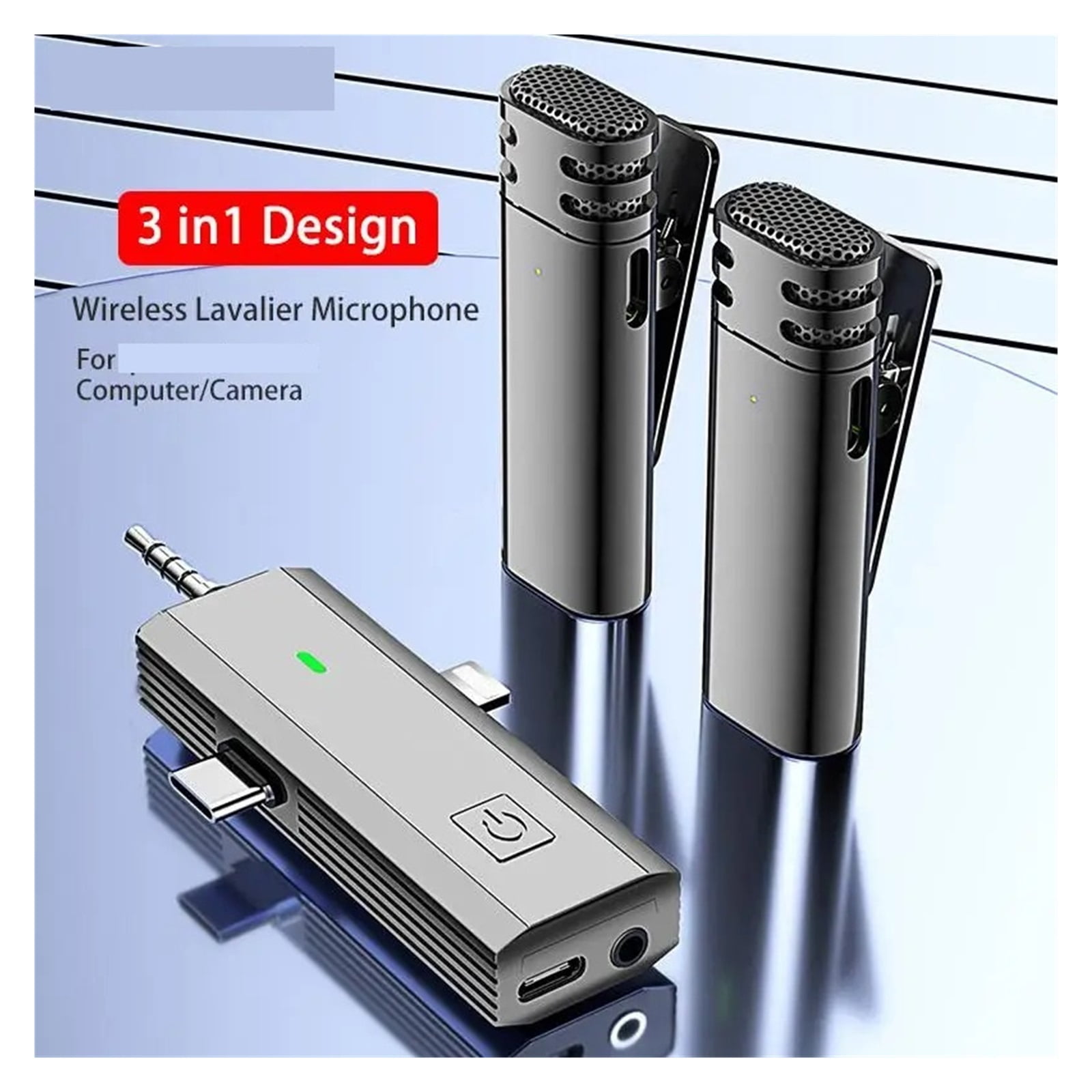 Wireless Lavalier Microphone Intelligent Noise-Reducing Mic for Type-C 3.5mm Jack Smartphone ,Multi-Function