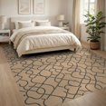thumbnail image 3 of ODIKA 8'x10' Beige Black Contemporary Geometric Lattice Washable Area Rug Intricate Interlocking Chain Pattern Modern Non-Slip Chair-Friendly Mat for Dining Room, Large Office, Lounge, 3 of 7