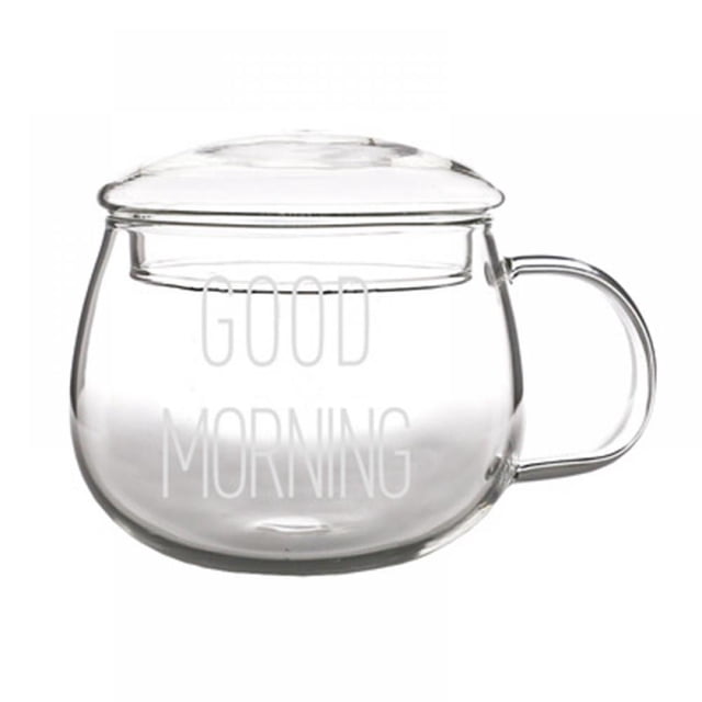 Tea Cups Thickened Glass Cups with Lid, Simple Teacups Great for Family Daily
