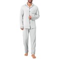 thumbnail image 1 of INSPIRAR CHIC Conjunto de Pijamas Casuales de 2 Piezas de Manga Larga en Color Sólido con Botones para Hombre M Blanco Gris, 1 of 5