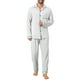 thumbnail image 1 of INSPIRAR CHIC Conjunto de Pijamas Casuales de 2 Piezas de Manga Larga en Color Sólido con Botones para Hombre M Blanco Gris, 1 of 5