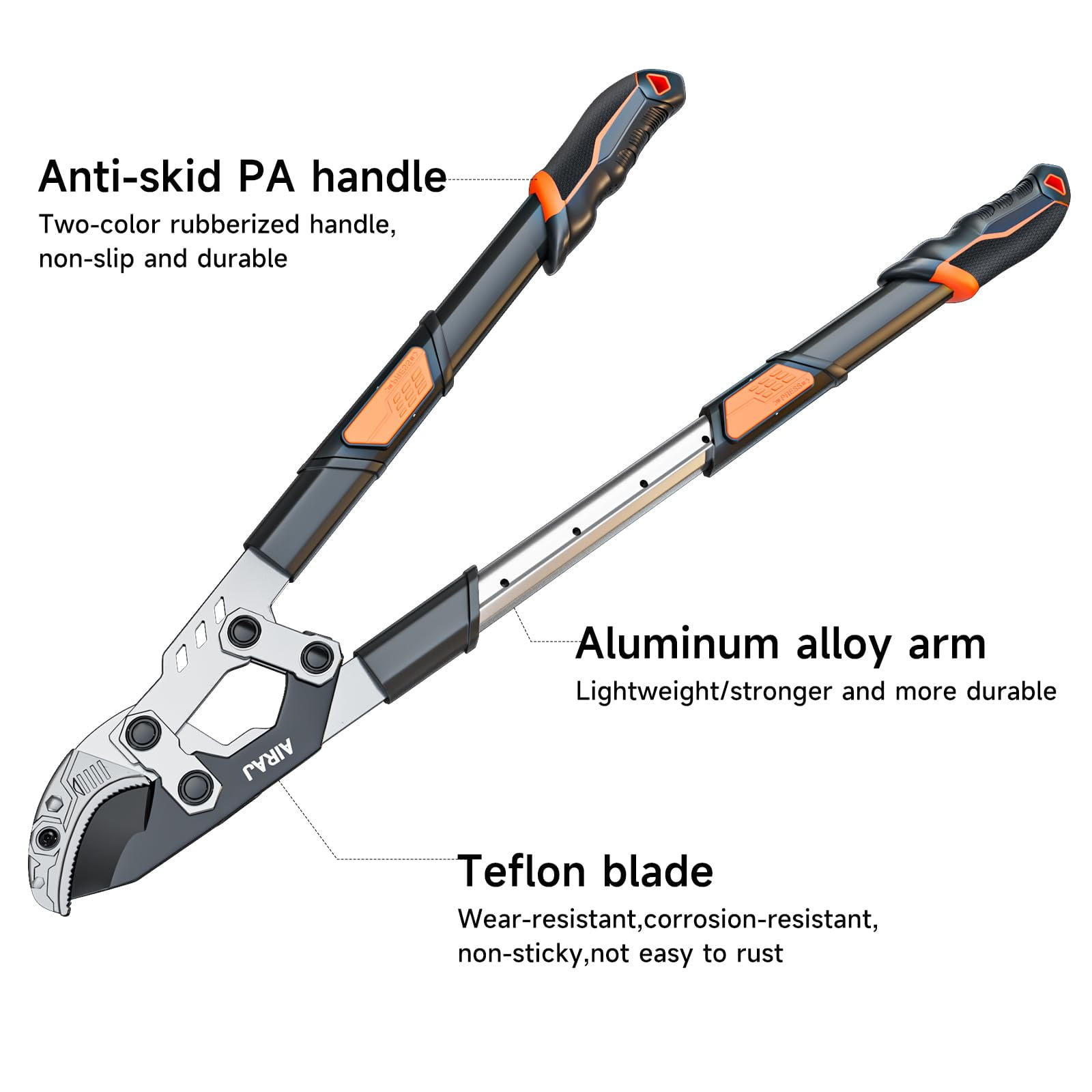 AIRAJ Extendable Tree Trimmer Anvil Loppers - Heavy Duty Branch Cutter with 2 Inch Cutting Capacity, 27-37” Telescopic Pruning Shears, Compound Action Garden Tool for Thick Branches & Dead Wood