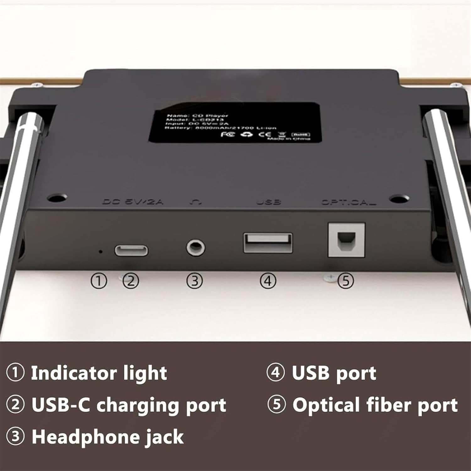 Wall Mountable CD Player, Music Frame Cd Player, Include CD, USB, FM, Two-Way Bluetooth 5.1, and AUX Modes, for Home/Corridor/Office/Wall Decor,Silver