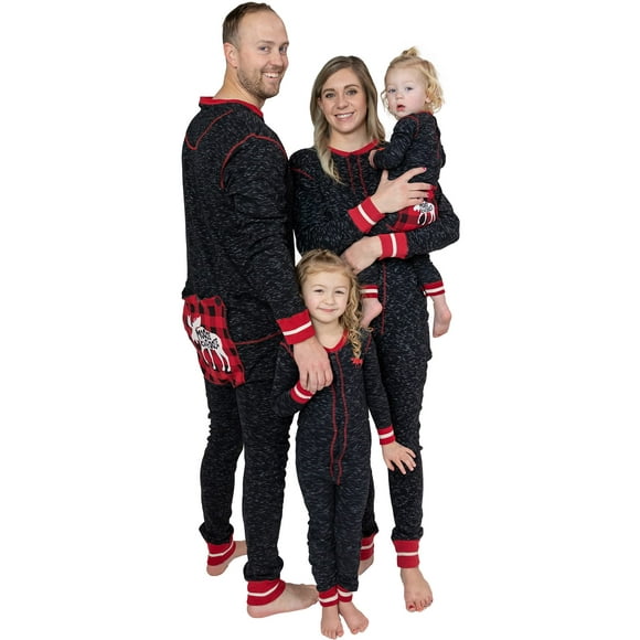 Lazy One Flapjacks, Matching Pajamas for The Dog, Baby Kids, Teens, and Adults (Plaid Moose caboose, 6 MO)