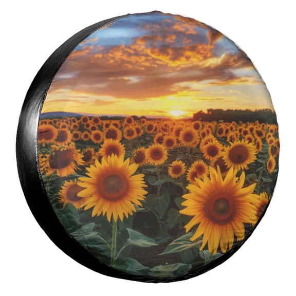 KAKALAD Sunflowers Full Bloom Sunset 05 Spare Tire Cover Universal Vehicle Accessories Buckle Car Tools 14”in