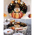 thumbnail image 6 of Round Fitted Tablecloths Gnome on Autumn Pumpkins Waterproof Table Cover for Kitchen Dining Party Decor Dwarf Maple Leaf on Black,36"-44", 6 of 6