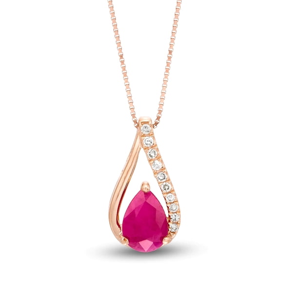Women's 10K Rose Gold Ruby Pendant