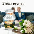 thumbnail image 4 of JAGASY Mountain Memorial Urn for Ashes for Women, Pine Forest Decorative Urns for Parents, Small Beige Urns for Ashes Keepsake, River Sunset Cremation Urn for Mom & Dad, 3 Inch, 4 of 7