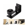 thumbnail image 4 of Kit de corredera resistente con tope de acero al carbono negro 8 en 1, base al ras y rodillos ajustables, sistema de montaje en pared, riel para puerta de granero de resistencia industrial, 4 of 5