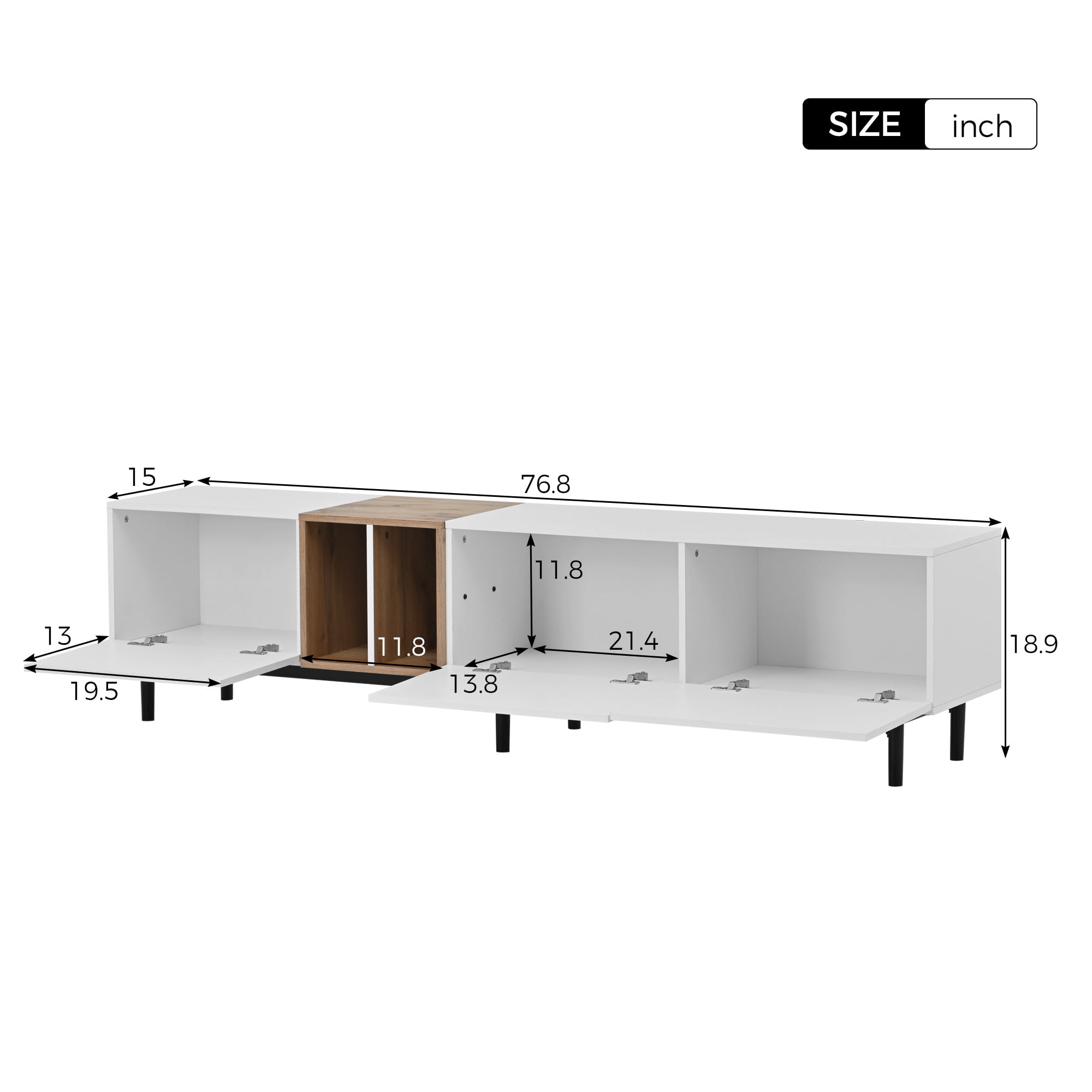 Aukfa Modern TV Stand for TVs up to 80" - Entertainment Center Storage Cabinet - White