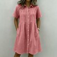 thumbnail image 2 of Womens Gingham Shirt Dress Collared Short Sleeve Relaxed Fit Casual Summer Dresses Comfy Everyday Midi Shirt Dresses Red 2XL, 2 of 5