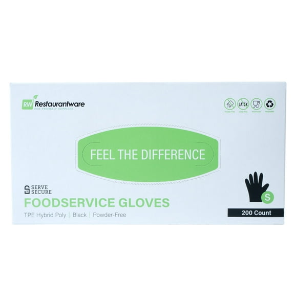 Serve Secure Black TPE Hybrid Plastic XXL Foodservice Gloves - Latex Free, Powder Free - 10 1/4" x 10 1/2" - 1000 count box