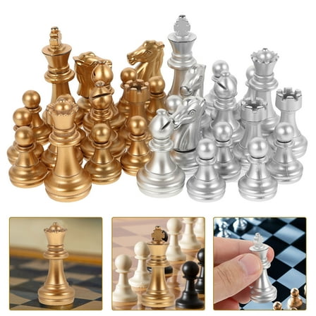 OATIPHO 1Set Plastic Chess Piece Set Assorted Color Stable Reusable for Playing and Replacement