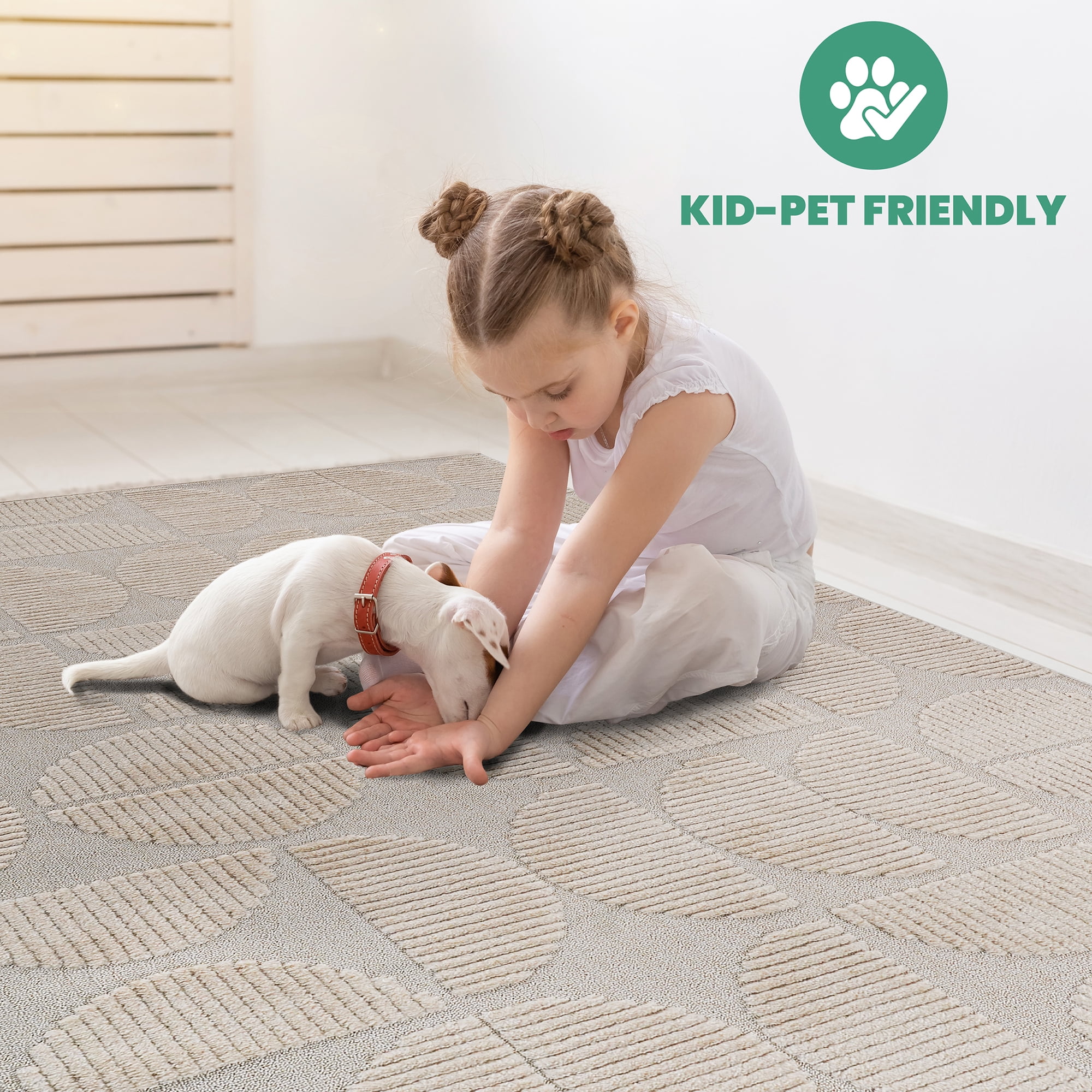 Indoor Area Rug 5'3"x7'6" Modern Contemporary Geometric Bohemian Non-Shedding Stain Fade Resistant Pet Kid Friendly Jute Backing Living Room Bedroom Kitchen Rug