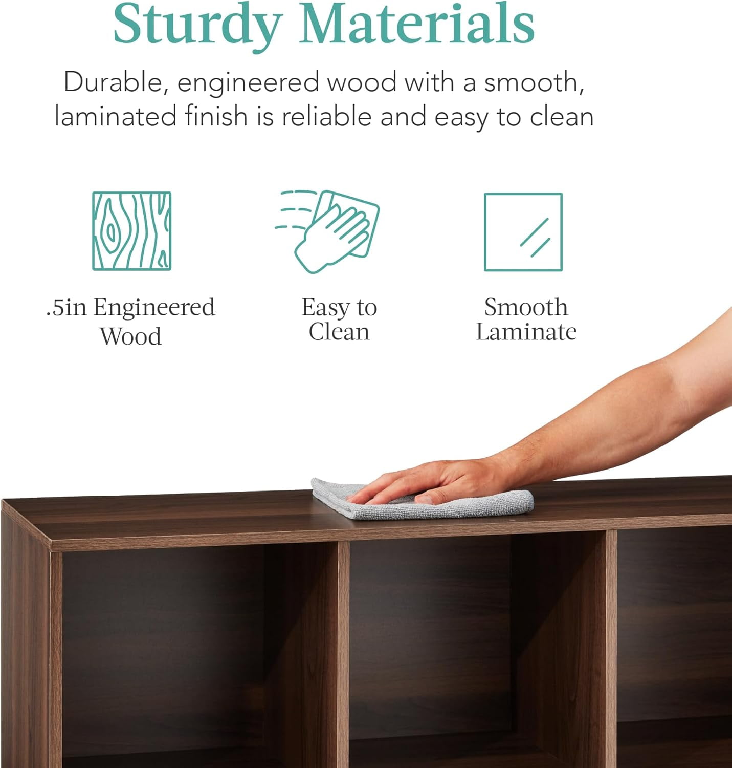 6-Cube Storage Organizer, 11in Shelf Opening, Bookcase, Display Shelf, Customizable w/ 3 Removable Back Panels – Walnut