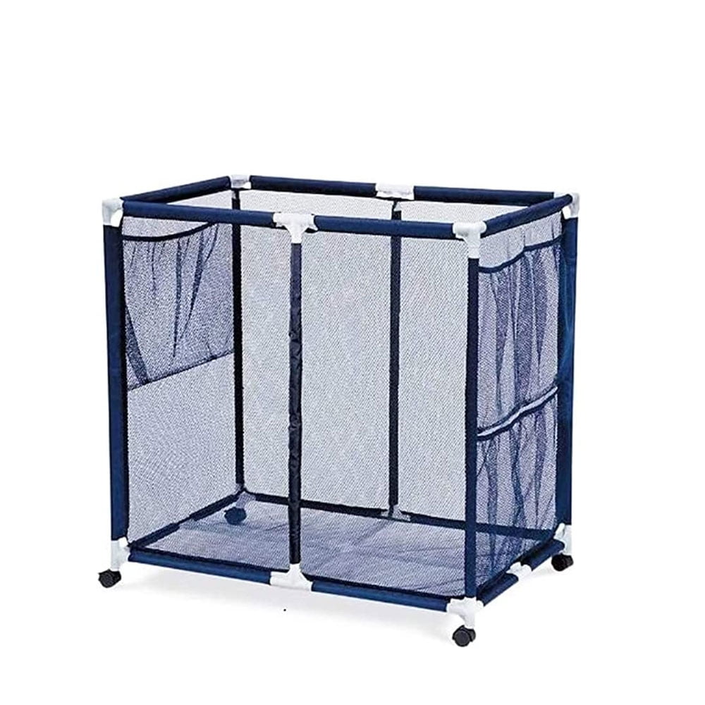 35''W Pool Storage Bin, Rolling Storage Cart with Mesh Basket and