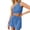 Blue, variant on Cathalem Women's 2 Piece Set One Shoulder Gathered Crop Top Shorts Beach Two Piece Set Black L