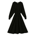 thumbnail image 1 of Laklulu Vestido midi de manga larga con cinturón para mujer, invierno, otoño, negro, XXL, 1 of 6