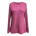 thumbnail image 4 of Sweaters For Women Long Sleeve V Neck Ribbed Pullover Fall Winter Button Solid Color Elegant Top 2025 Outdoor Daily Women Sweaters Red S, 4 of 5