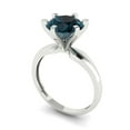 thumbnail image 2 of Solitaire Engagement Ring for Women - 2.5ct Natural London Blue Topaz in 18K White Gold Promise Ring, 2 of 6