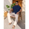 thumbnail image 4 of sogami Men's Cotton Linen Short Sleeve Button Down Shirt Casual Summer Shirt, 4 of 8
