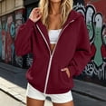 thumbnail image 2 of Sweatshirt Jackets for Women Plus Size Hooded Long Sleeve Solid Color Zipper Sweatshirt with Plush Lining Winter Fashion Jacket for Casual Cozy Loungewear, 2 of 8