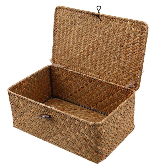 Almacenamiento De Algas Marinas, Caja De Almacenamiento Tejida Con Tapas, Organizador De Maquillaje Para El Hogar, La Cocina Y La Oficina Yuarrent HA039996-03
