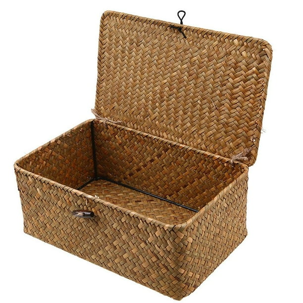 Almacenamiento De Algas Marinas, Caja De Almacenamiento Tejida Con Tapas, Organizador De Maquillaje Para El Hogar, La Cocina Y La Oficina Yuarrent HA039996-03