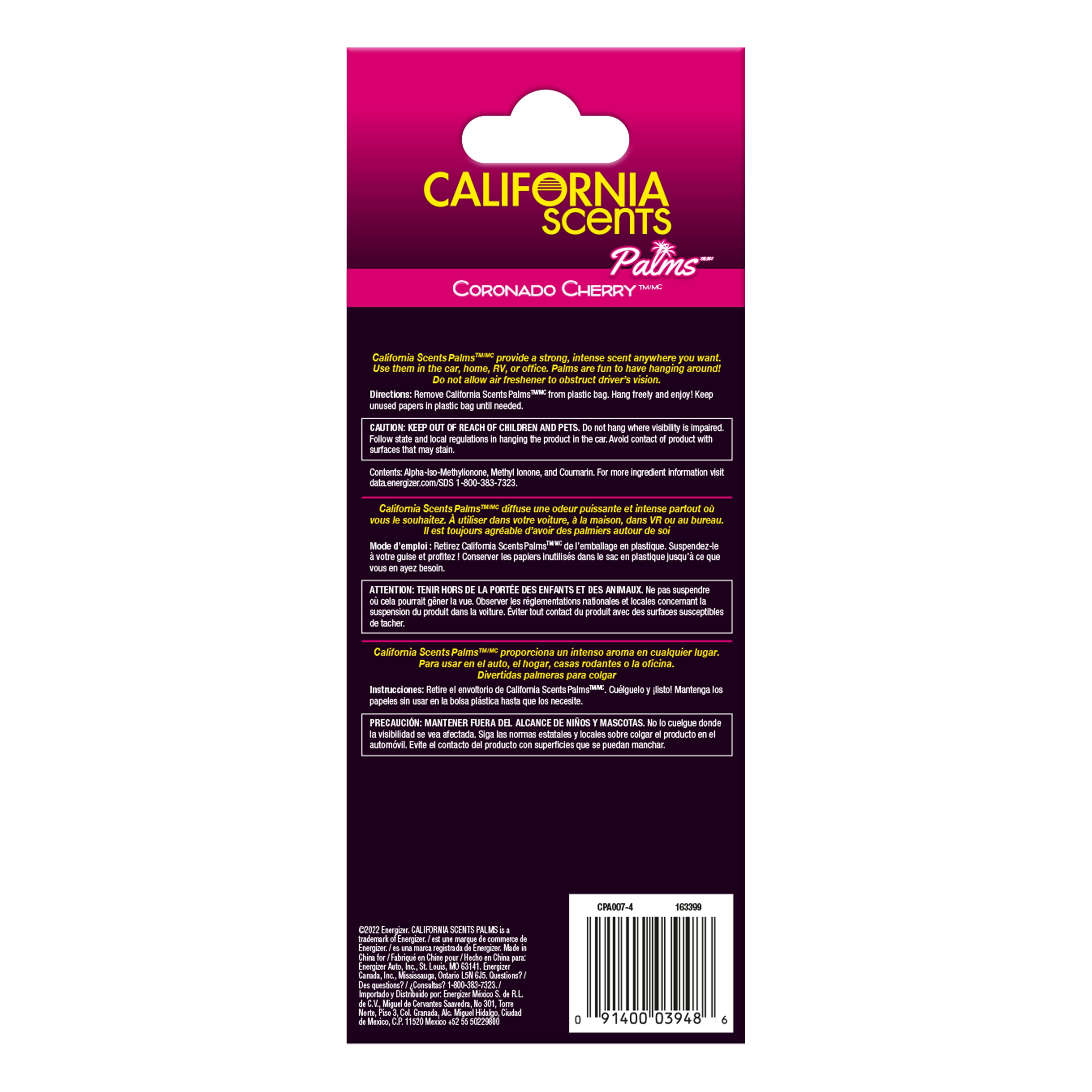 California Scents Palms Paper Coronado Cherry Car Air Freshener, 3