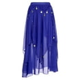 thumbnail image 3 of Kaerm Women's Bell Dance Chiffon Skirt with Coin Tribal Folk Dance Swing Dress Belly Dancewear Royal Blue One Size, 3 of 8