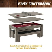 Barrington Billiards 6 ft 3-in-1 Multi Game Pool Table with Dining Top & Table Tennis Set, Burgundy